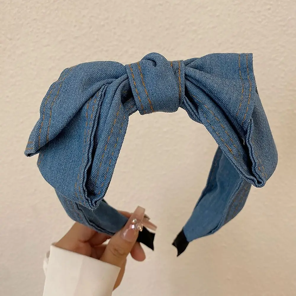 Butterfly knot hair band, high-end denim French hair accessories temperament hair band for woman