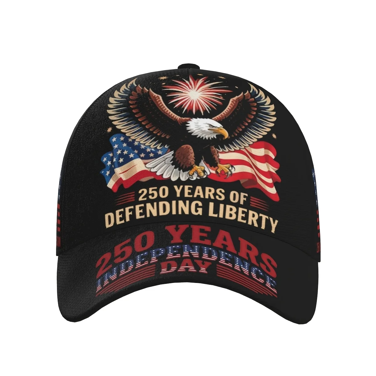 USA 250th Independence Day Print Baseball Cap Bald Eagle American Flag Pattern Adjustable Dad Hat Patriotic Sun Hat