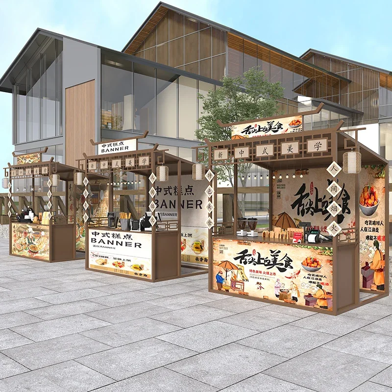 Internet celebrity scenic spot vending racks, creative ancient style market activity display stalls, outdoor park stalls, stalls