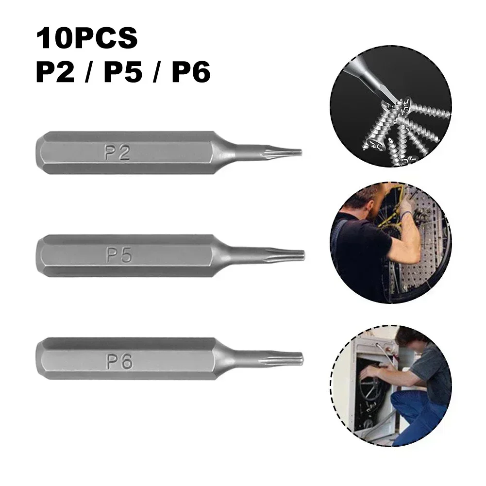 10 قطعة 28 مللي متر طول الخماسي مفك بت P2 P5 P6 4 مللي متر عرافة عرقوب مفك مسامير بت مفك كهربائي أدوات كهربائية #4