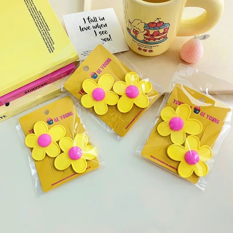 2Pc Koreaanse Schattige Kleurrijke Bloem Haarspeld Hairgrip Haarspeldjes Voor Meisjes Vrouwen Kinderen Childs Vintage Krab Voor Cadeau Haar Accessoires