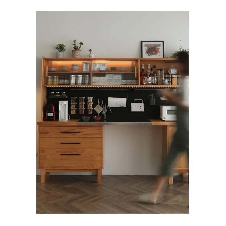 خزانة جانبية من خشب الكرز، طاولة طعام، مجموعة مطبخ، خزانة تخزين منزلية متعددة الوظائف #5