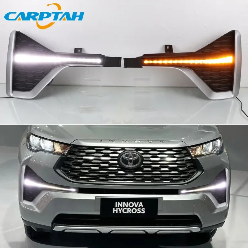 LED Daytime Running Light For Toyota Innova 2022-2024 Waterproof Yellow Turn Signal Indicator Light Bumper Lamp LED DRL