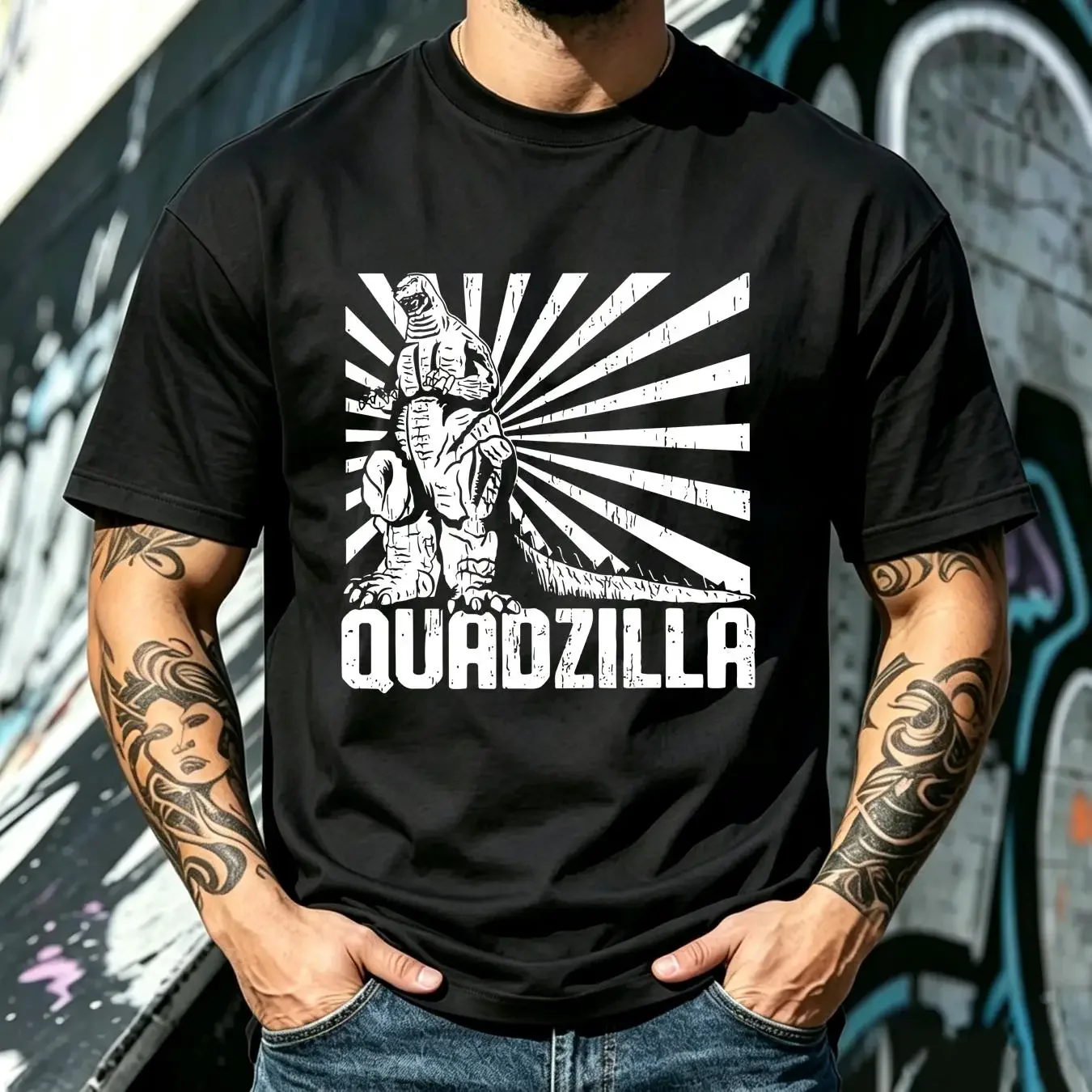 washed T Shirt Mens Quadzilla Funny Gym Leg Day Joke Workout Top vintage Washed fashion Comfortable Casual Soft