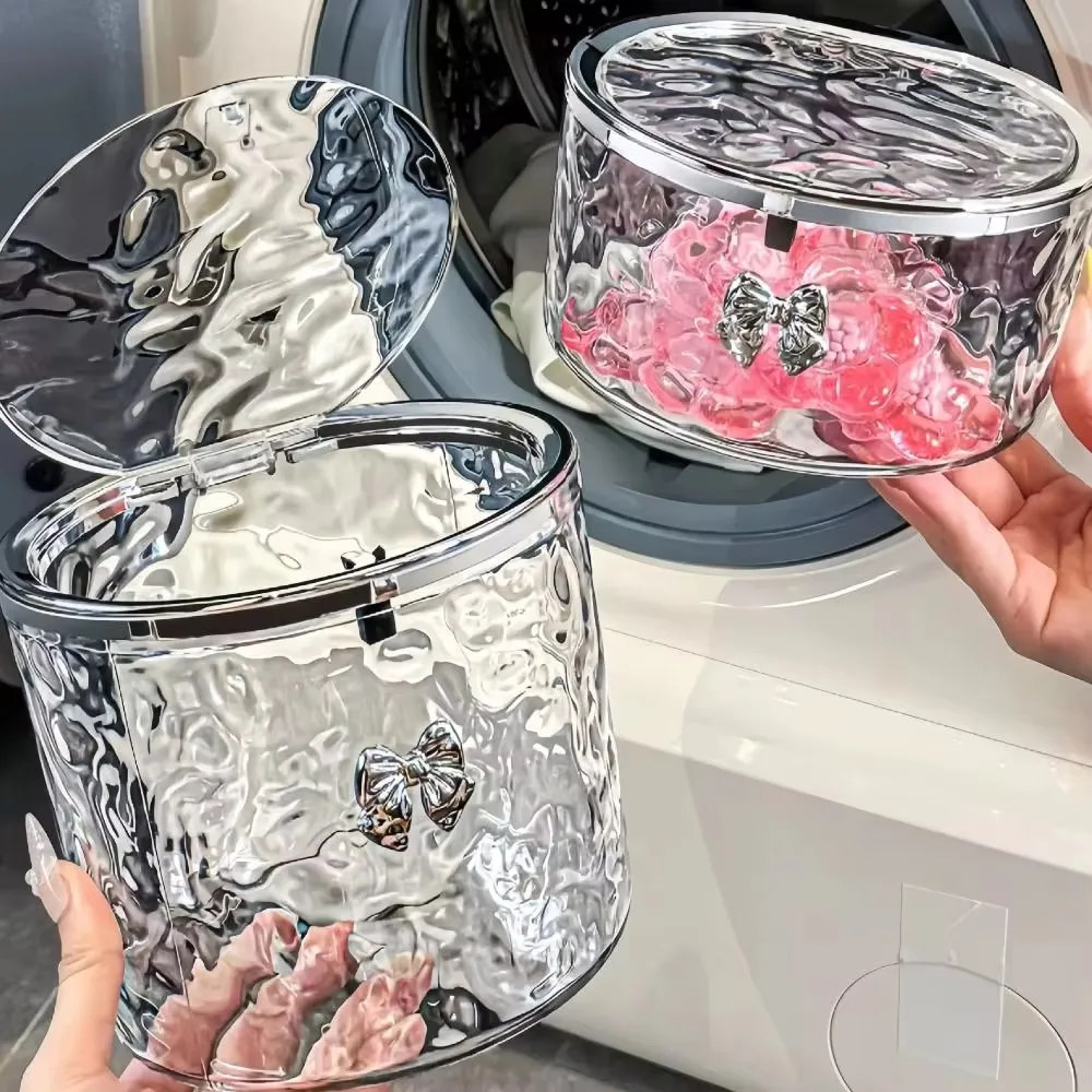 Laundry Hair Accessories Organizer Acrylic Hair Tie Storage Box Washing Capsules Dryer Sheets Container Clip Cotton Organizer