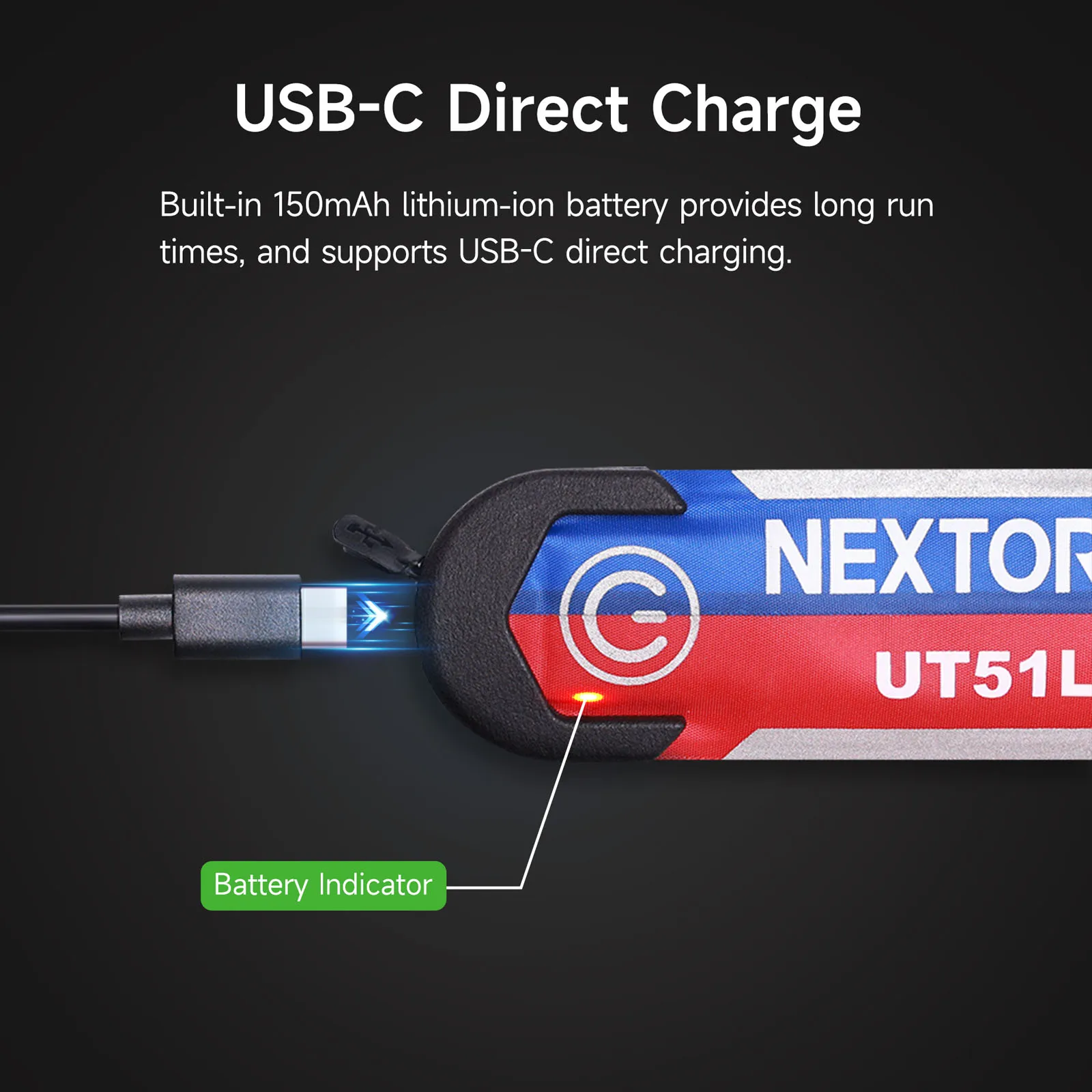 NEXTORCH dłuższe światło ostrzegawcze UT51L, czerwona i niebieska migająca bransoletka, akumulator USB, latarka LED, bieganie, wskaźnik ruchu