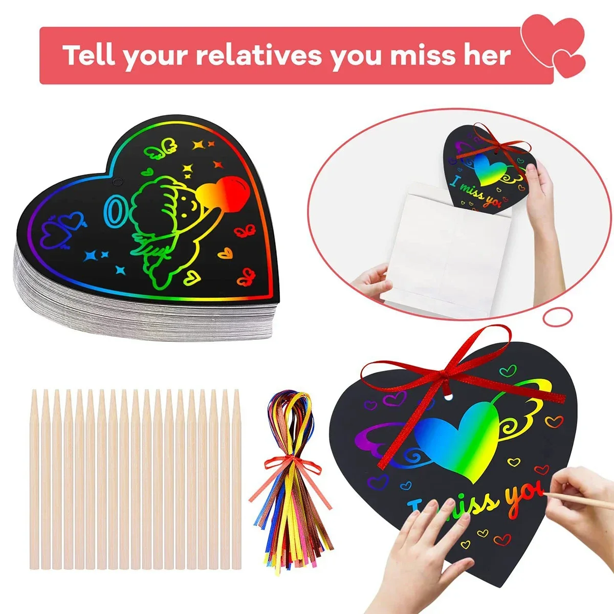 Cartes de vœux magiques à gratter, 12 pièces, couleurs arc-en-ciel, révèle des messages cachés, cadeau de pâques/fête des enfants personnalisable pour les enfants