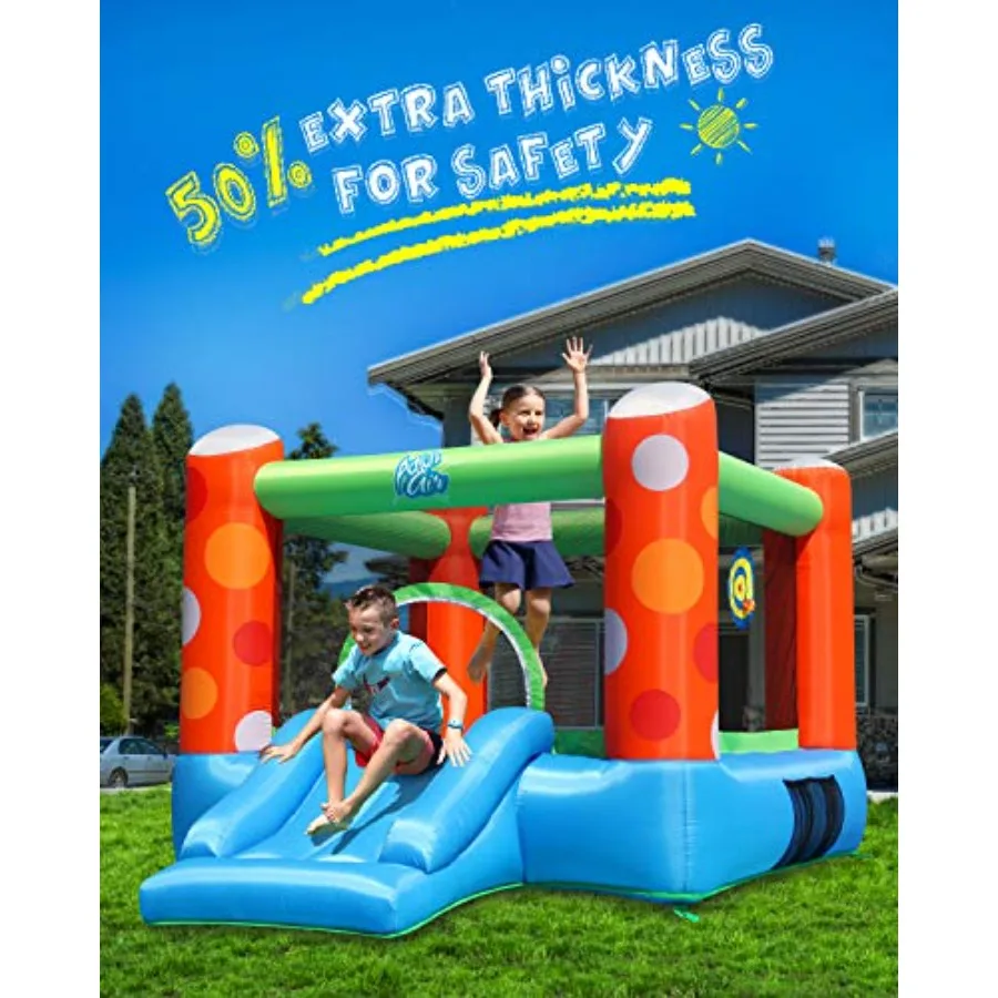 Bounce House, Inflatable Bounce House with Air Blower, Bouncy Castle with Durable Sewn and Extra Thick, Family Backyard Jump Hou