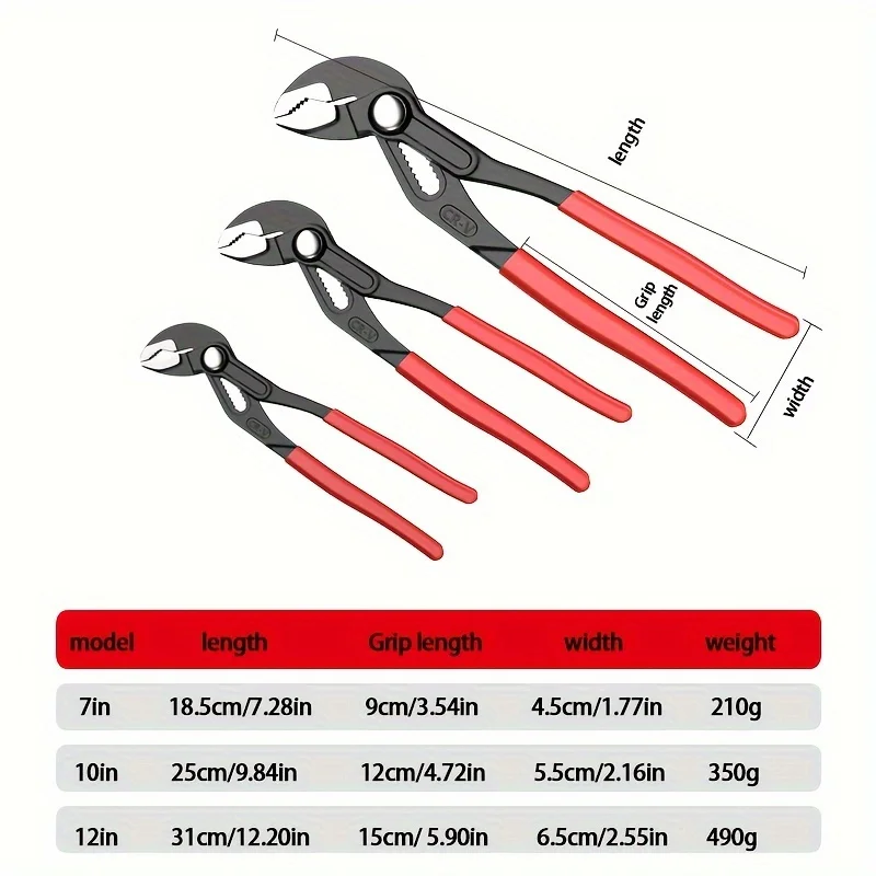 Quick Adjustment Water Pump Pliers Adjustable Wrench Large Opening Water Heater Pliers