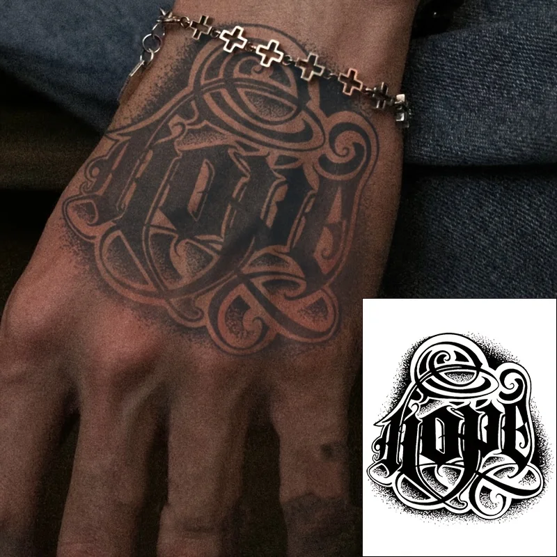 

Trendy And Cool Hope Back of Hand, Suitable for Temporary Tattoo Stickers on The Back of The Hand And Arm, Herbal Semi-Permanent Waterproof And Long-Lasting Non-Reflective Men And Women Fake Tattoos