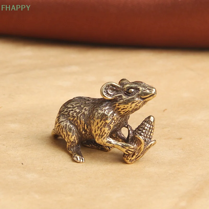 Topi animali in ottone amore figurine di riso ciondoli portachiavi per auto gioielli portachiavi fai da te accessori appesi portachiavi carino ratto regali