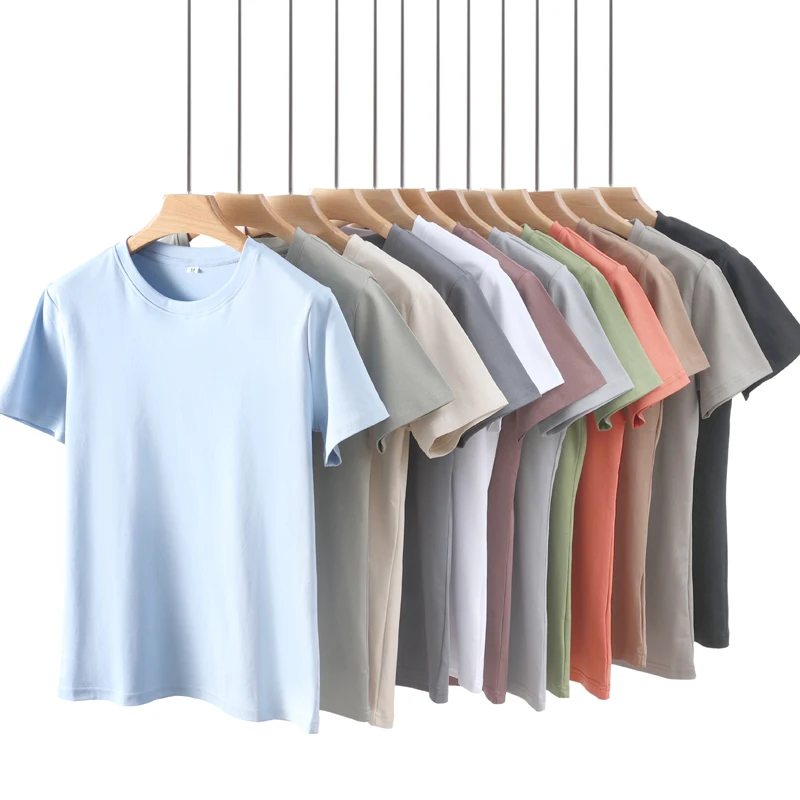 

Spring And Summer New 100% Cotton Women's Round Neck Short Sleeve Mercerized Cotton T-shirt Loose Breathable Top Bottoming Shirt