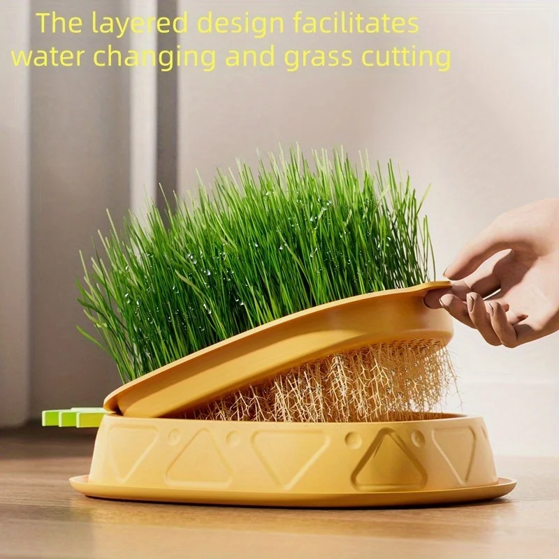 1pc Detachable Cat Grass Planter,Two-Layer Hydroponic Planter for Cat Grass Seeds(Seeds Not Included, Planting Tray Solely)