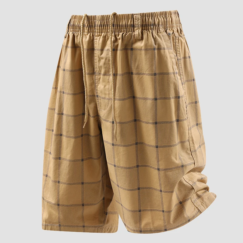 

Checkered Antibacterial Cotton Pants Men's Summer High-end Sports Short Casual Outdoor Street Golf Fishing Jogging Cool Shorts