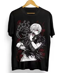 Tokyo Ghoul T Shirt Ken Kaneki TShirt Japanaise Manga Anime T-shirt Y2k Clothes High Quality Cotton Streetwear Male