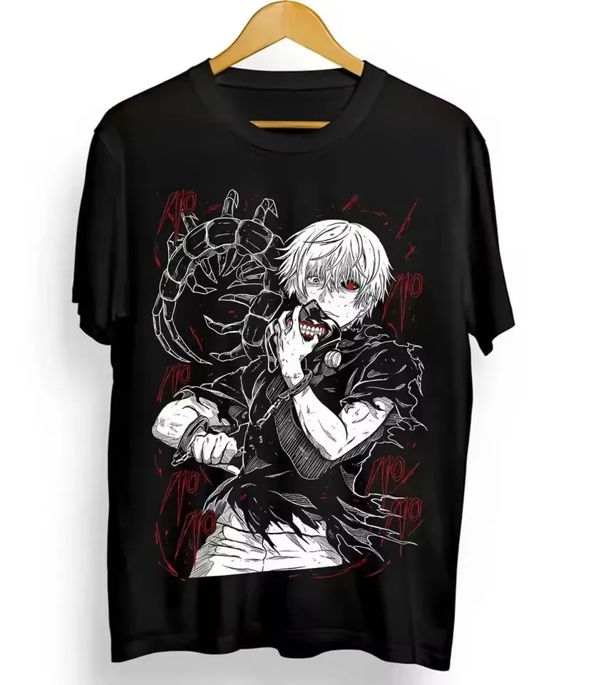 Tokyo Ghoul T Shirt Ken Kaneki TShirt Japanaise Manga Anime T-shirt Y2k Clothes High Quality Cotton Streetwear Male