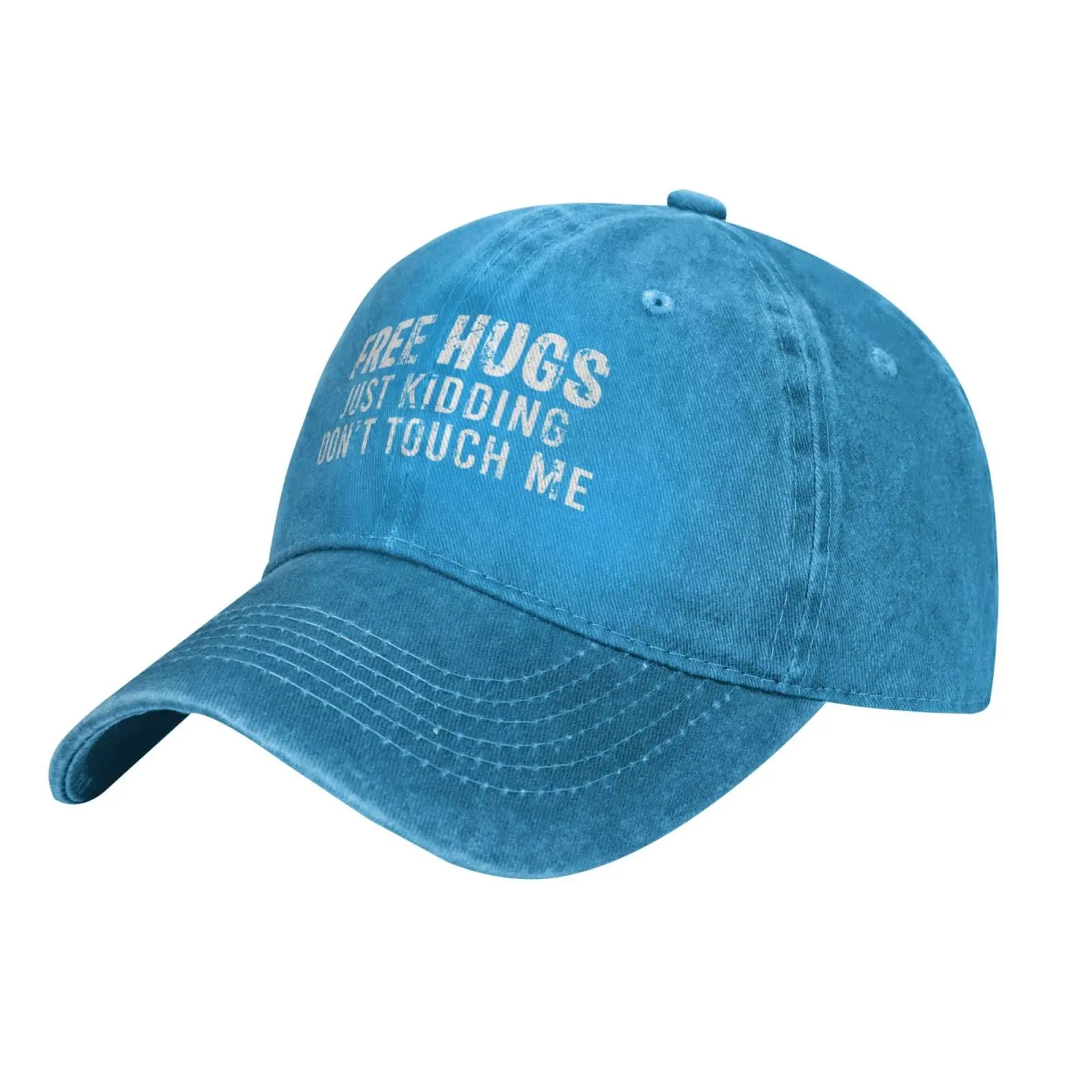 

Blue Classic Denim Baseball Cap Stylish and Comfortable Headwear Free Hugs Adjustable Fishing Cap For Outdoor Travelling