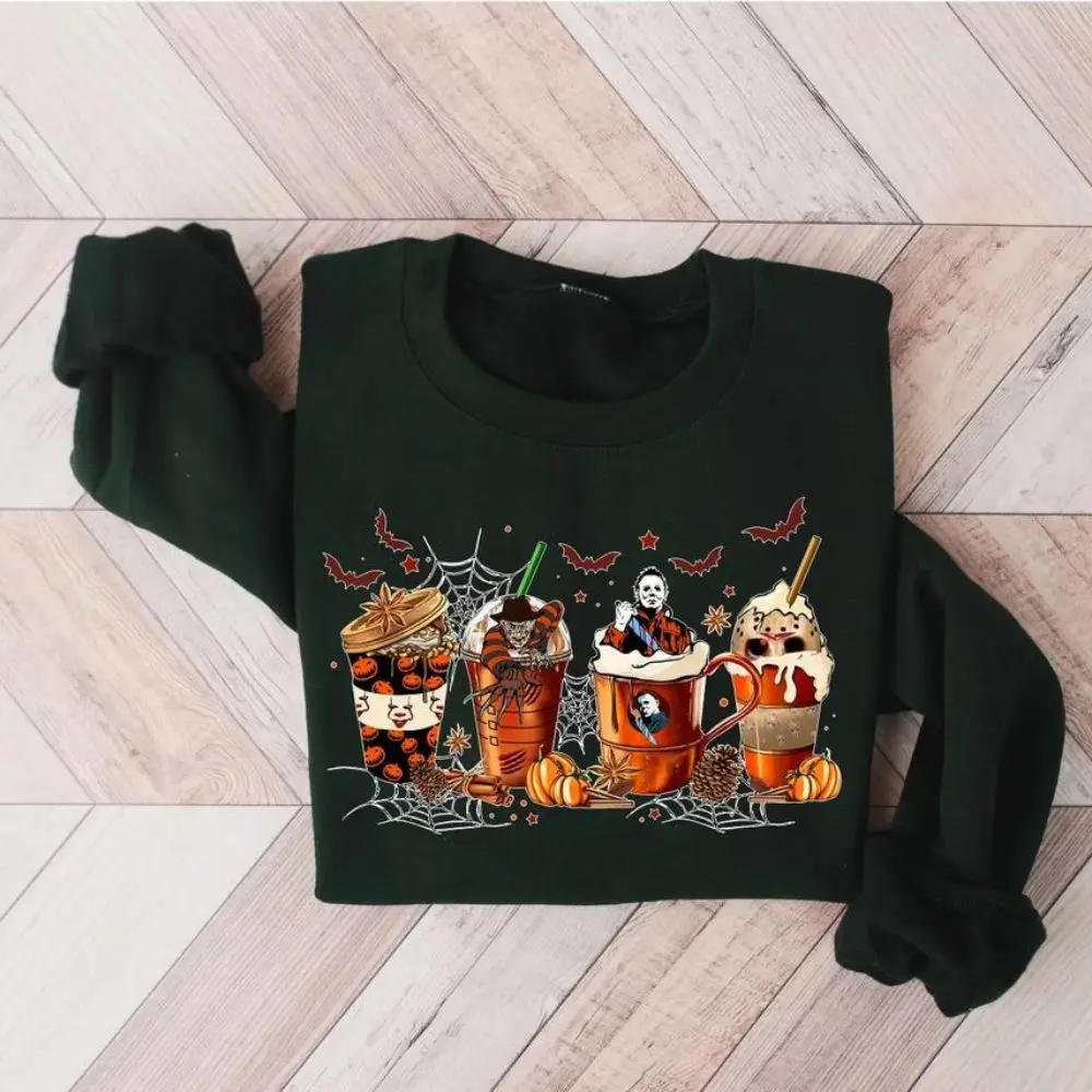 Skeleton Halloween Sweatshirt,Coffee Cups Sweatshirt,Skull Coffee Cup Pullover,Coffee Lover Shirt,Fall Clothes,Halloween Gifts