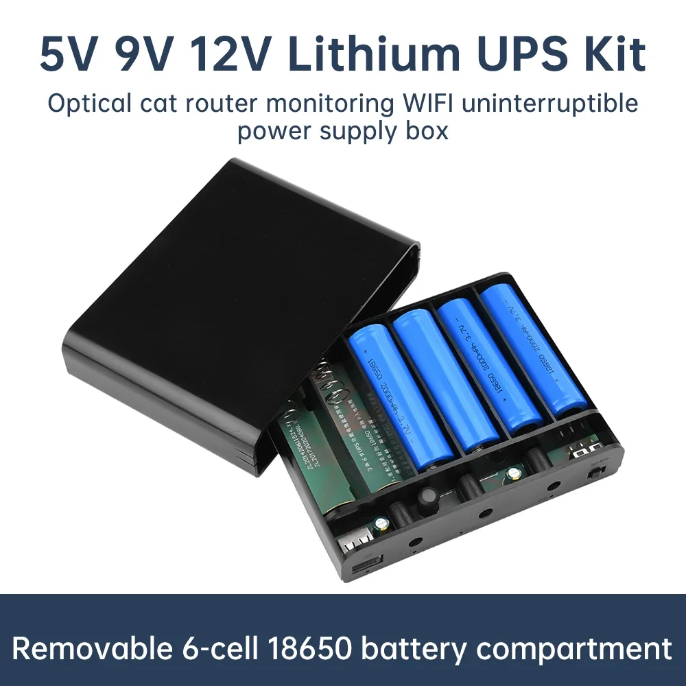 DIY 18650 Power Bank Kit with No Welding DC UPS Function for Router Optical Cat Surveillance Camera 5V9V12V Output