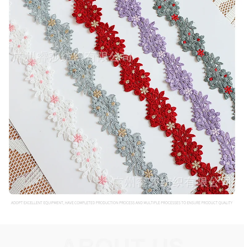 

5 Yards 3.5cm wide Red Purple Flower Lace Trims Water Soluble Lace Ribbon DIY Necklace Ornaments Wedding Clothes Accessories