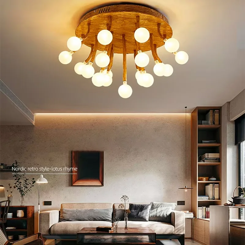 

Modern Bedroom Wood Color Minimalist Ceiling Light Nordic Creative LED Ceiling Light Living Room Restaurant Luxury Ceiling Lamp