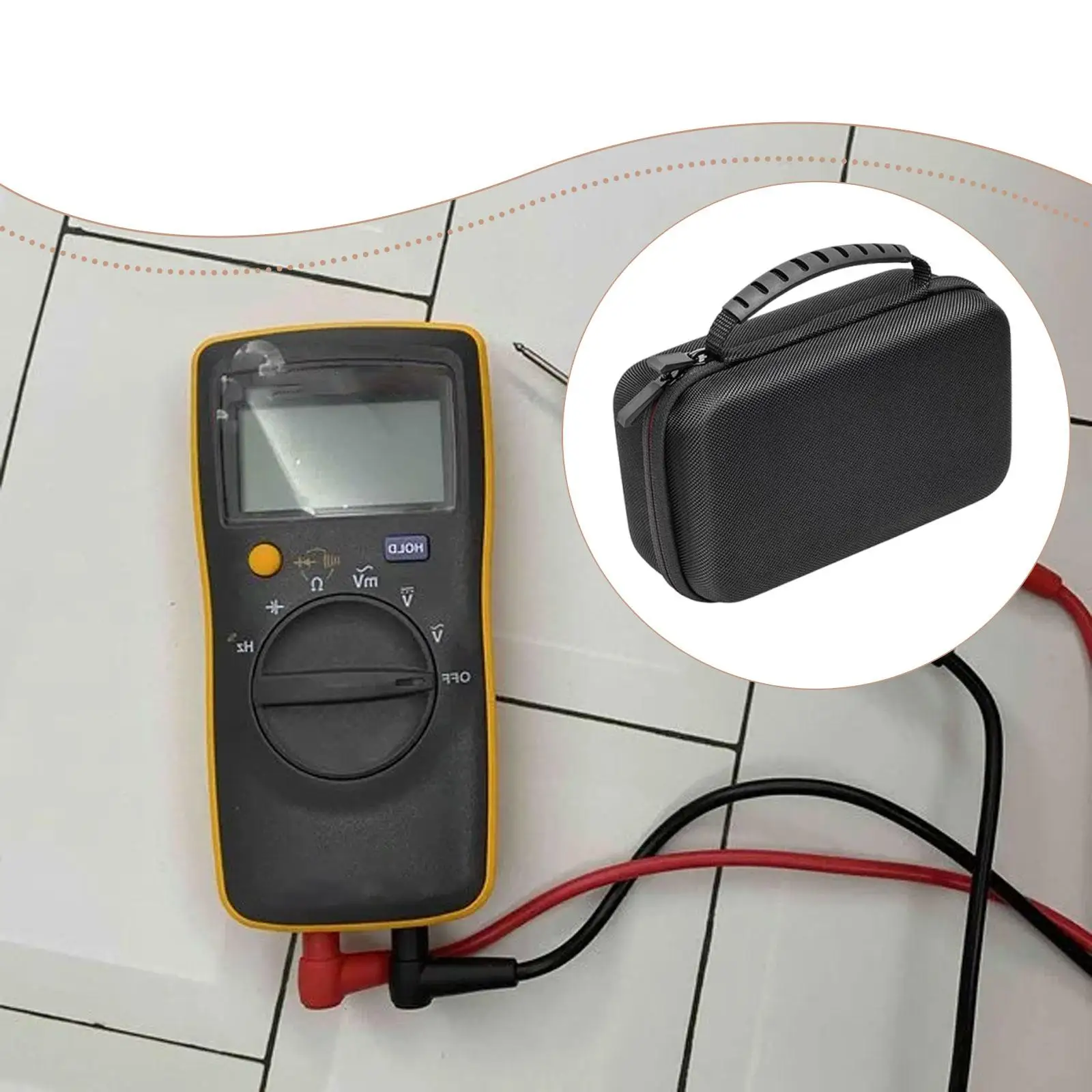 Multimeter Carrying Case Storage Organizer, Protection, with Mesh Pocket, Accessories, Hard Storage Bag for F115C F117