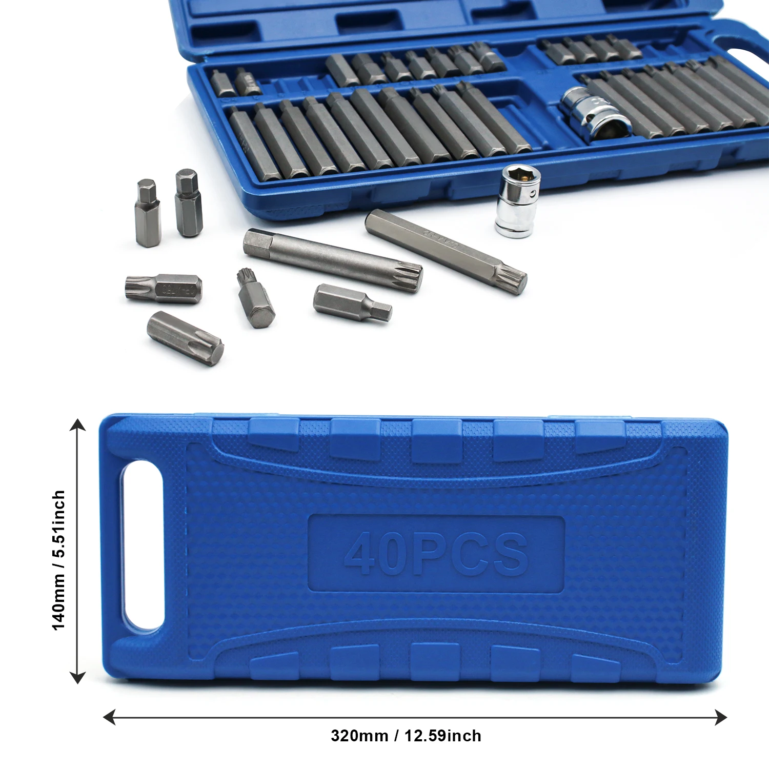 40 piece set of automotive repair tools, including hexagonal, hexagonal, and hexagonal screwdriver head sleeve sets