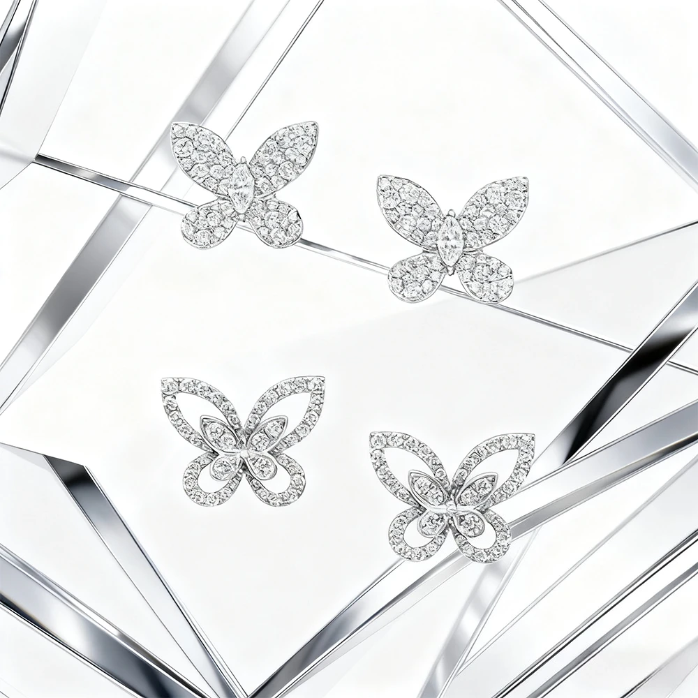 

2025 New Elegant accessories Deluxe Butterfly Phantom Diamond Earrings, Classic for Party & Work, Ideal Mother's Day Gift