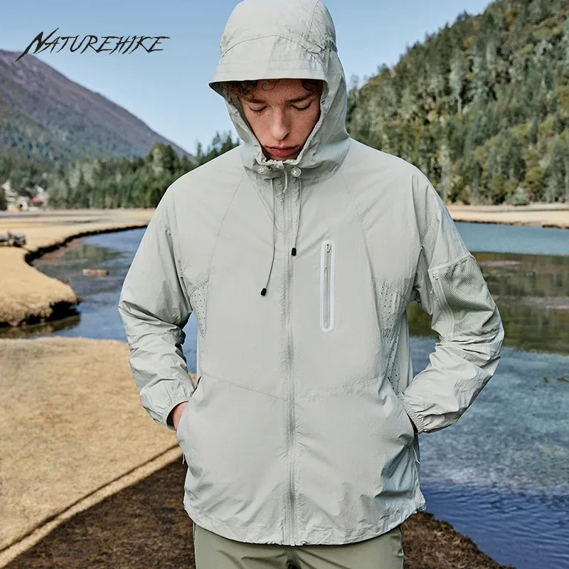 Naturehike UPF 50+ UV Proof Men Outdoor Skin Coats Hooded Sun Protection Breathable Cool Thin Windbreaker Camping Jackets