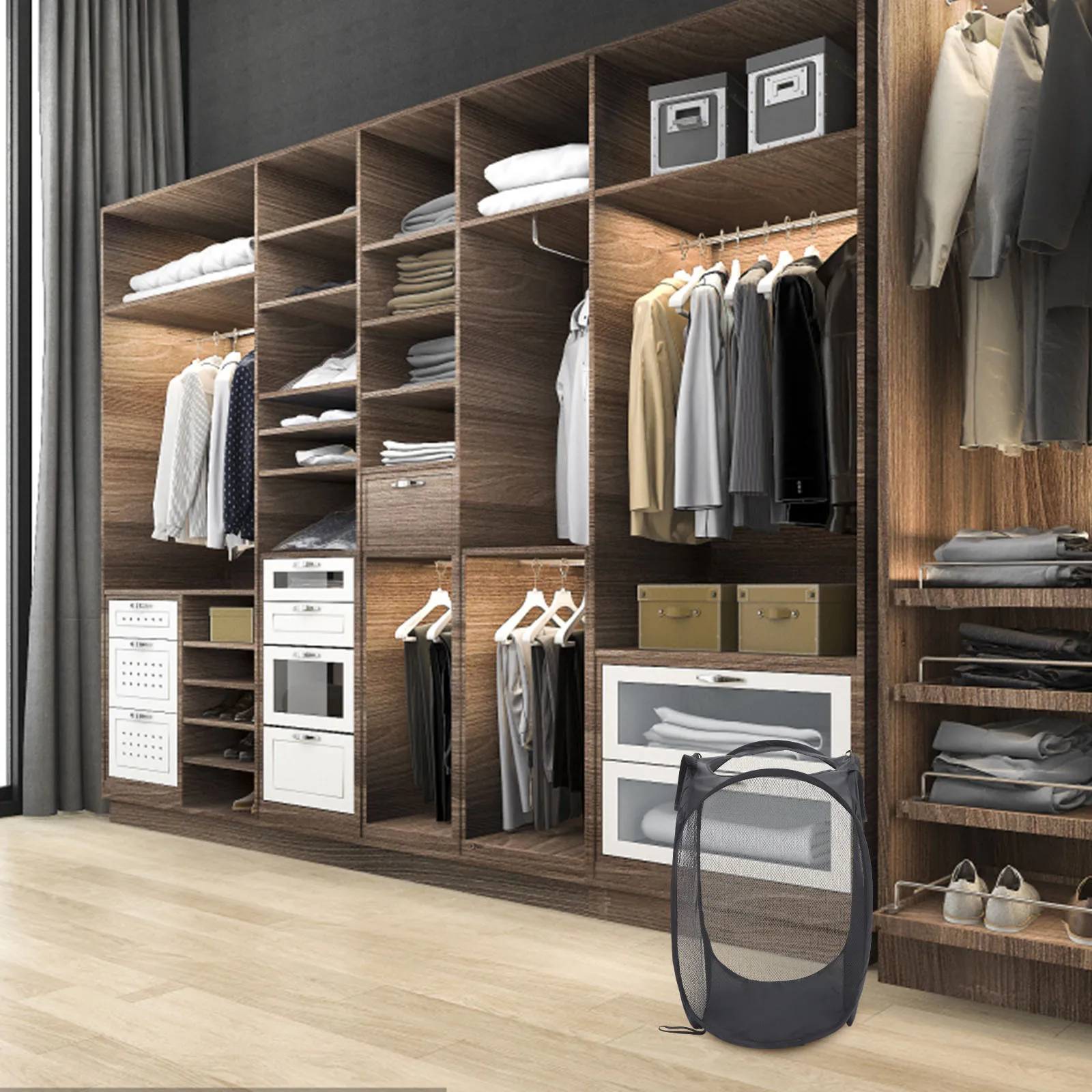 

Foldable Laundry Hamper Portable Fabric Organizer Bedroom Bathroom Storage Basket Large Capacity Clothes Container