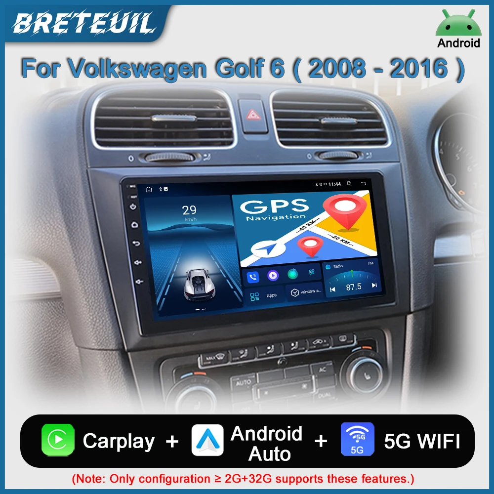 Para Volkswagen VW Golf 6 2008 2009 2010 2011 2012 2013 2014 215 2016 Android Car Radio Multimedia Video Player Navegación GPS Carplay Pantalla táctil Auto Estéreo Sistemas inteligentes