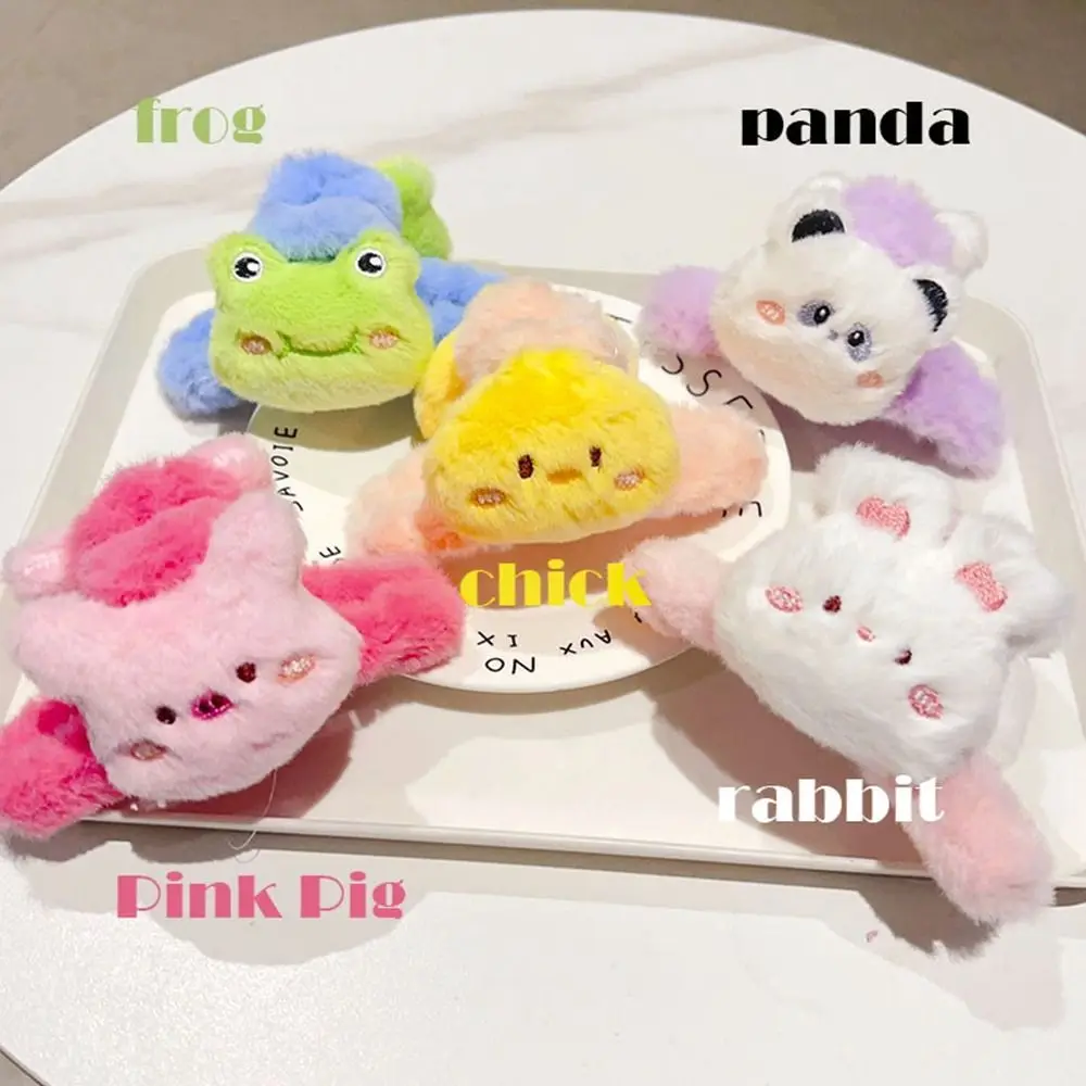 Fashion Doll Plush Panda Hair Claw Acrylic Rabbit Animal Shark Clip Headwear Large Size Winter Cross Hair Clip Party