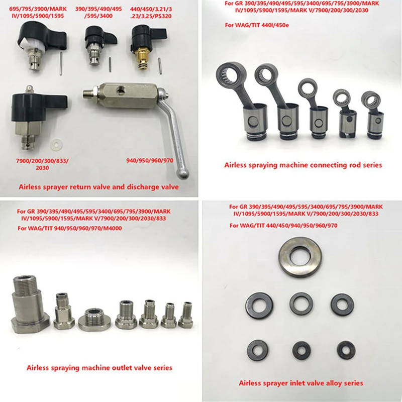 Imagem -06 - Kit de Peças Sobresselentes Mal Ventilado Elétrico da Máquina do Pulverizador da Massa de Vidraceiro Válvula Pistão Tomada Haste 249177 para Grc 7900 Fk2030 Gtb7900