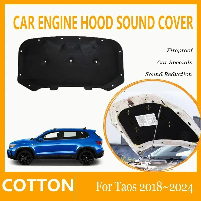 Car Engine Hood Sound Covers For Volkswagen Taos VW Tharu 2018~2024 Front Insulation Heat Shades Soundproof Rug Auto Accessories