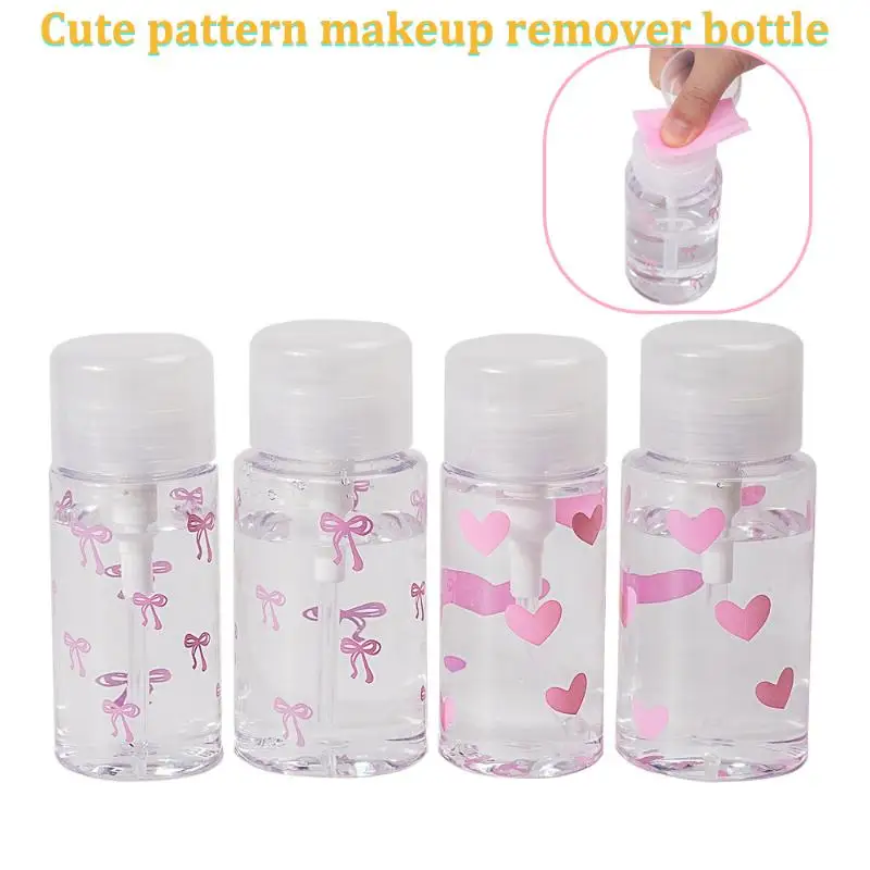 Bouteille de pompage à pression en forme de cœur, distributeur rechargeable, accessoires de bouteille vide pour huile nettoyante, dissolvant de vernis à ongles