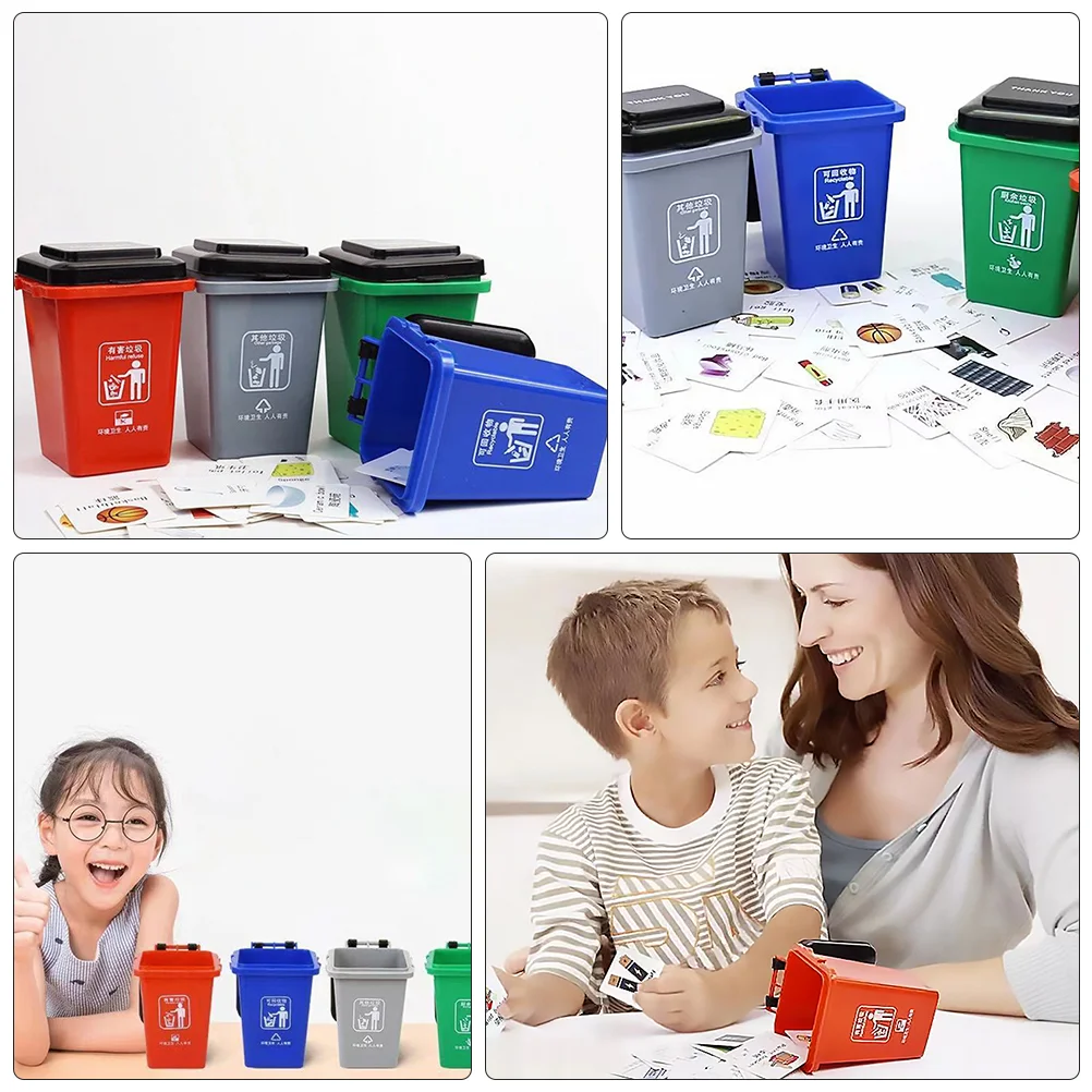 Trash Can Teaching Aids Children’s Toys Kids Garbage Classification Desktop Push Vehicles Cans Plastic Early Education