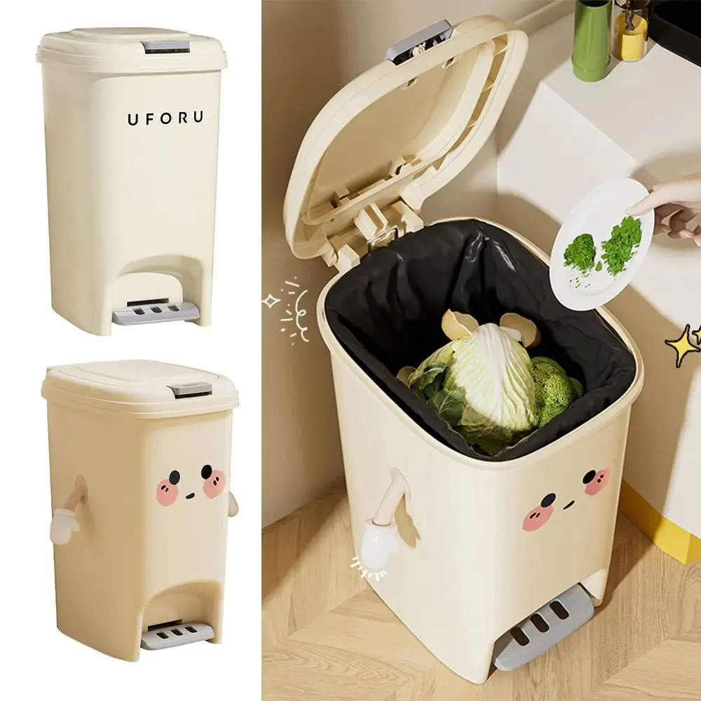 

Large Capacity 8/10/15/20L Trash Can with Lid Step-on Design Garbage Can Refuse Bin Bedroom