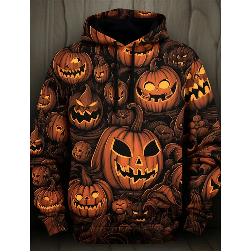 3D All Over Print Mens Halloween Pumpkin Hoodie Costume New In Pull Over Sweatshirt Foe Men Women As Gift For Halloween Holidays