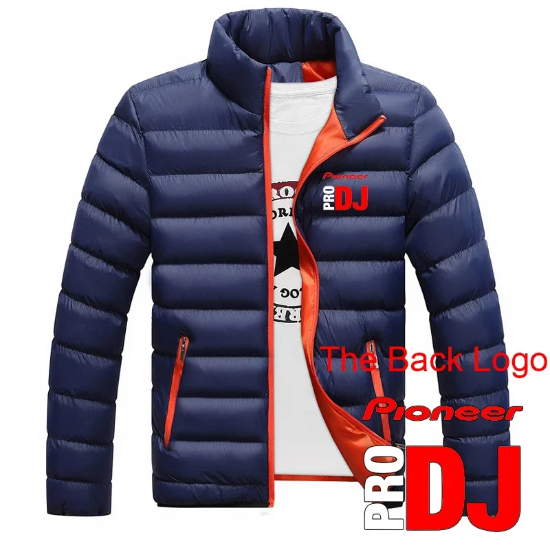 DJ Pioneer PRO 2024 Men's New Winter Long Sleeves Parker Thick Zipper Warmer Coats Comfortable Solid Collar Harajuku Jacket Tops