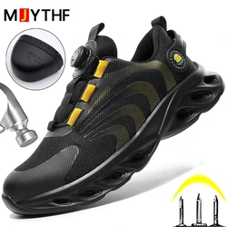 Rotary Buckle Work Sneakers Protective Shoes Lightweight Safety Shoes Puncture-Proof Anti-smash Steel Toe Shoes Work Boots Men