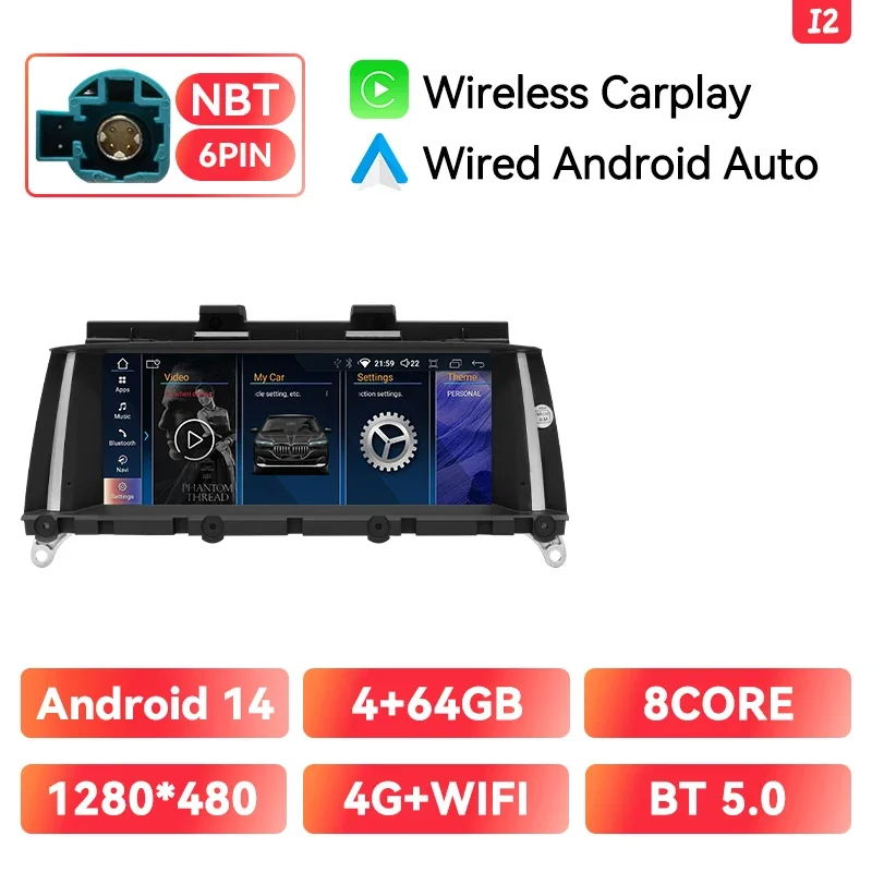 8.8 Inch Android 14 Auto Radio Head Unit Carplay Auto Multimedia Monitoren Voor Bmw X3 F 25X4 F26 Cic Nbt Auto Accessoires Navigatio