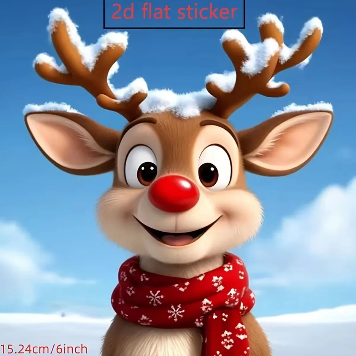 Christmas Reindeer Car Sticker Cute Red Nose Snow Antler Deer Decal Festive Holiday Car Window Decor Gift