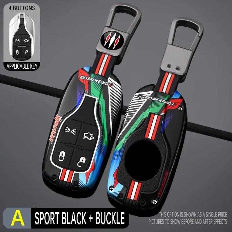 

Zinc Alloy + Silicone Full Cover Car Key Case for Maserati Ghibli Levante Quattroporte Keyless Entry Remote Key Protection Shell