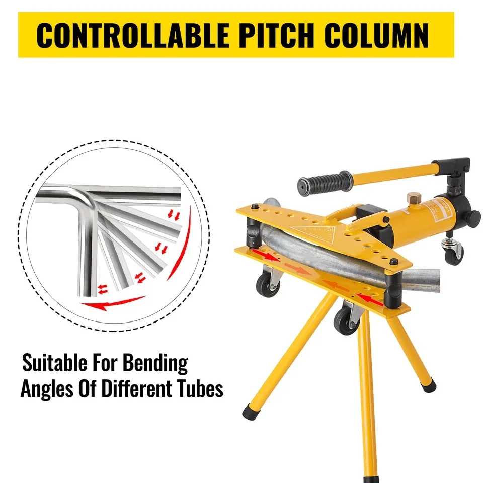 1인치 수동 유압 파이프 벤더 10톤 다기능 6 다이스 13-34mm 스테인리스 스틸 튜브 벤딩 도구 펌프 배기 기계