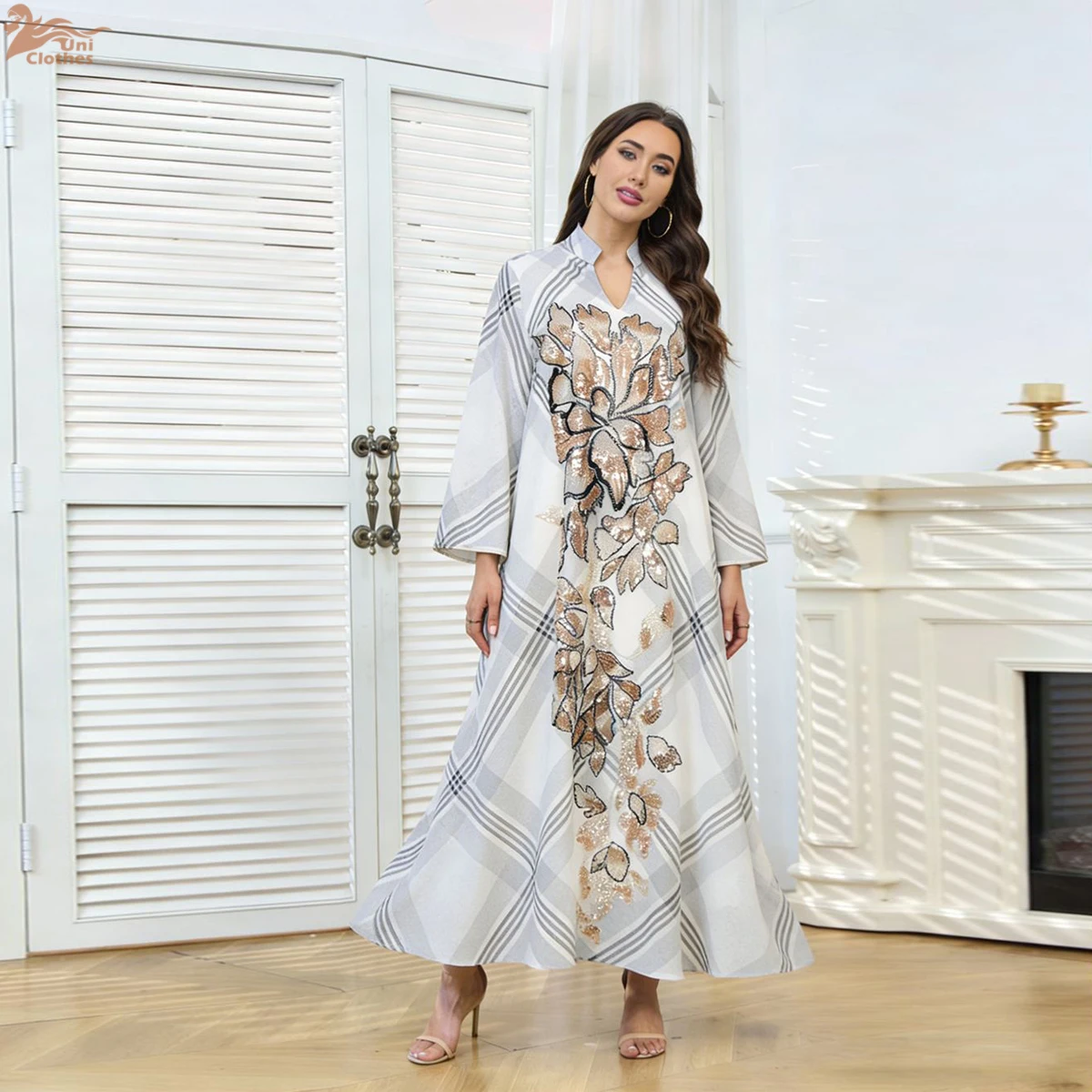 

Uni Luxury Woman Evening Dress Dubai Beading Graphic Print abaya Embroidered Kaftan Sequins Abayas FemmeVestidos