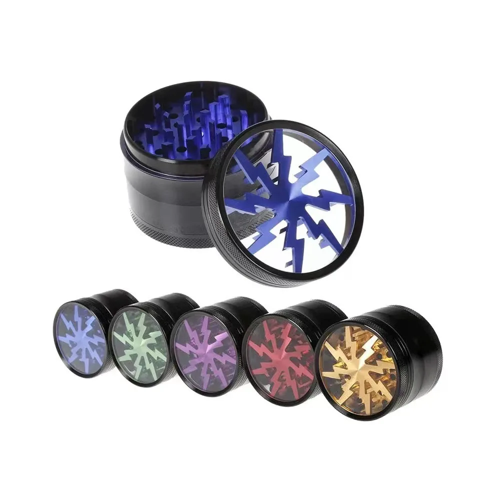 63mm Aluminum Alloy 4 Layer Tobacco Grinder 8 Tooth Metal Herb Grinding Tool Large Capacity Manual Crusher Portable Durable
