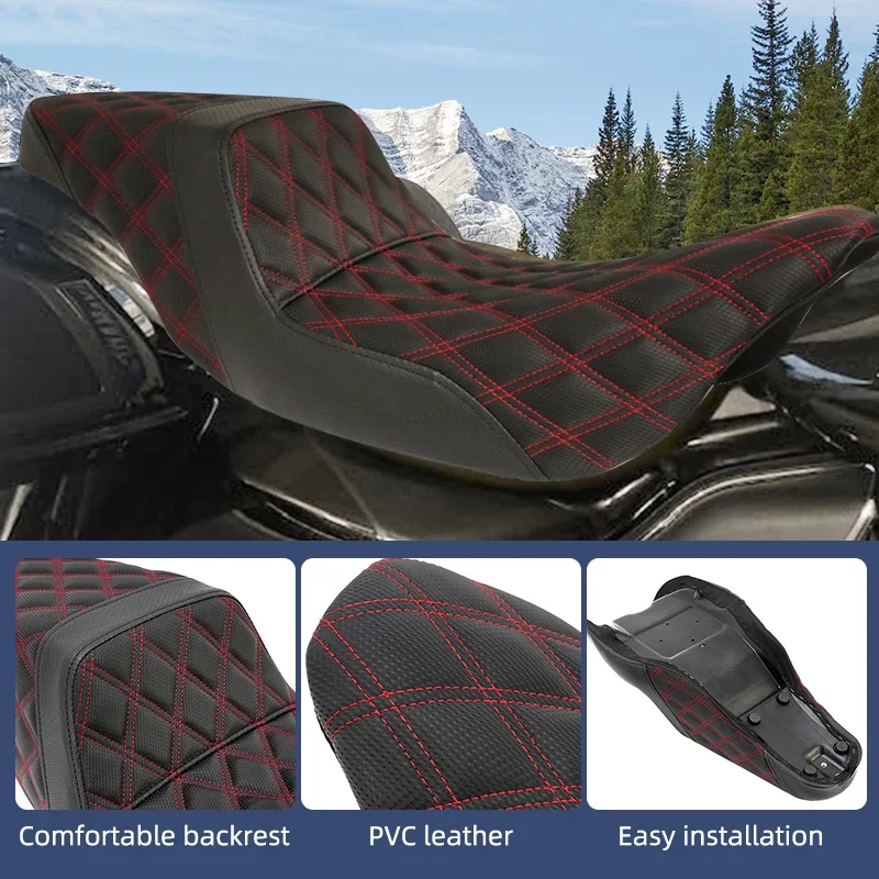 Motorrad Zwei-Up Sitz Vorne Hinten Fahrer Passagier Kissen Sitz Für Harley Touring Electra Street Glide Road King FLTRX 2009-23