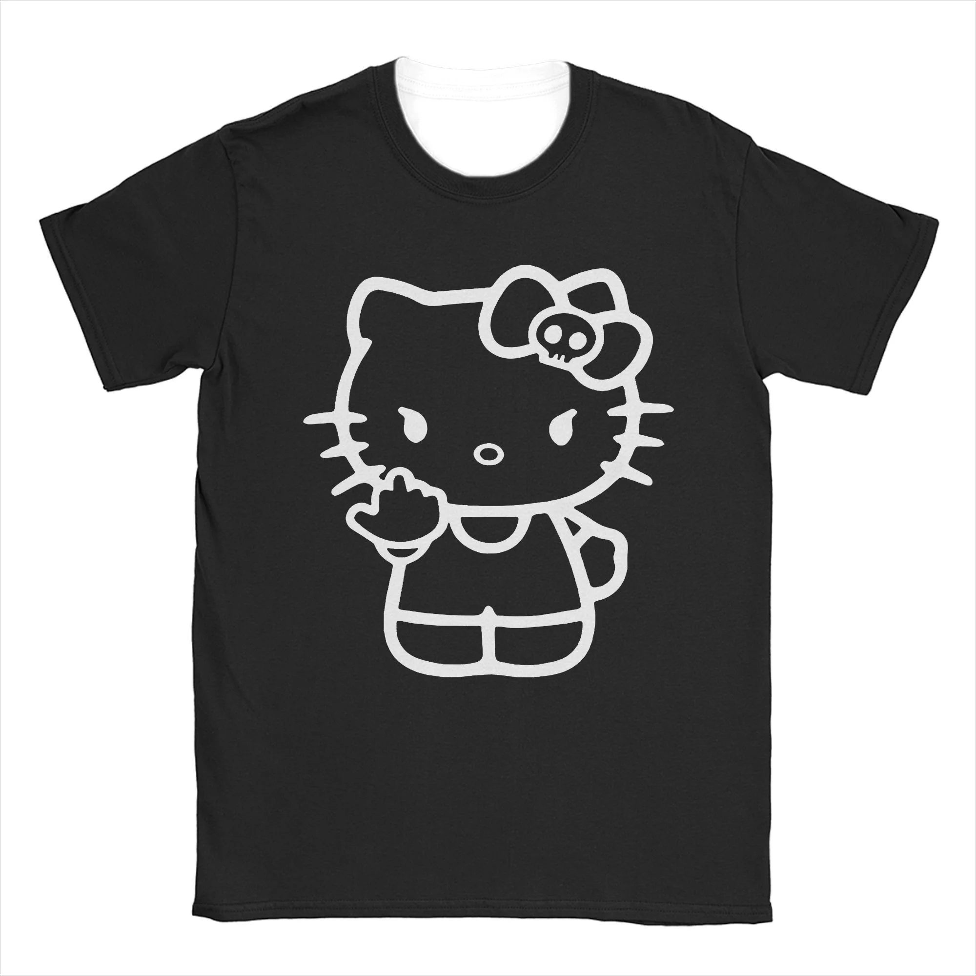 

Hello Kitty Women's Middle Finger T-shirt Fashion Fun T-shirt Round Neck T-shirt Short Sleeve Top Unique Short Sleeve