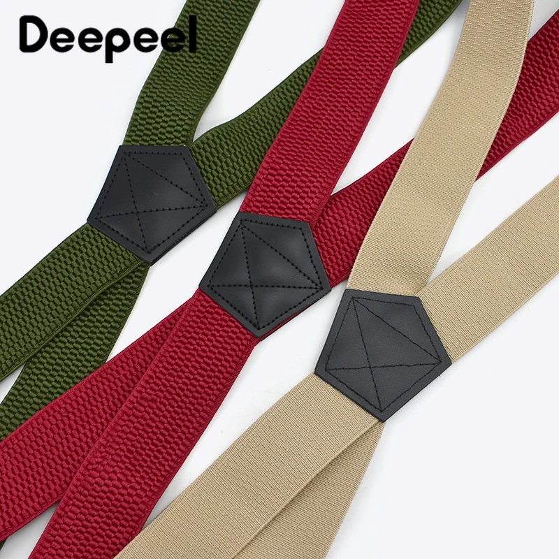 Deepeel 3.5*120cm Men's Suspender Black Hook Buckle 4 Clips Straps X-shaped Braces Corn Grain Stretch Suspenders Male Jockstrap