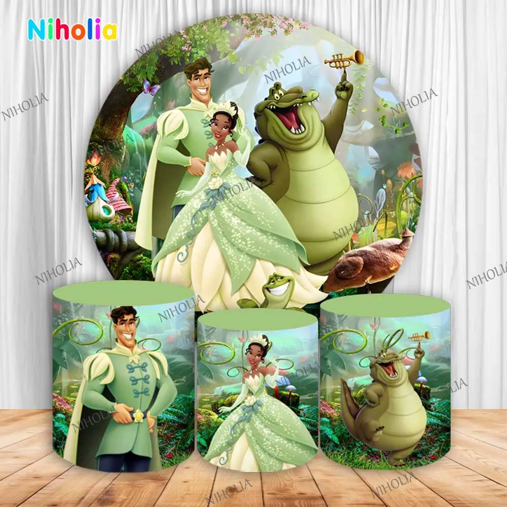 The Princess and the Frog Backdrop Round Kid Birthday Decoration Photography Background Party Cover Baby Shower Studio Props